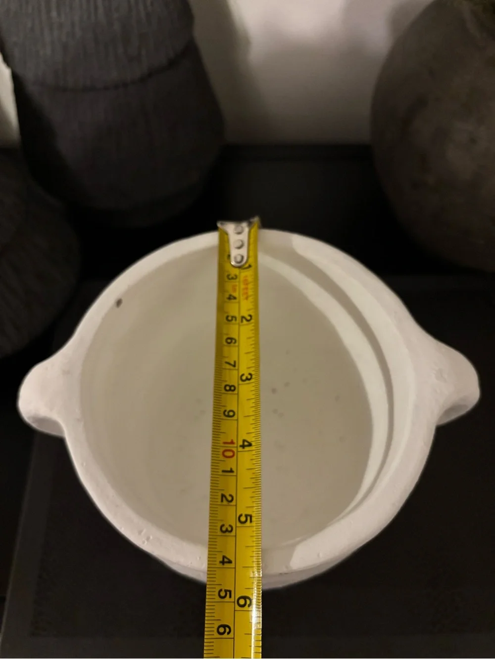 White Ceramic Two-Handled Decorative Pot- Large